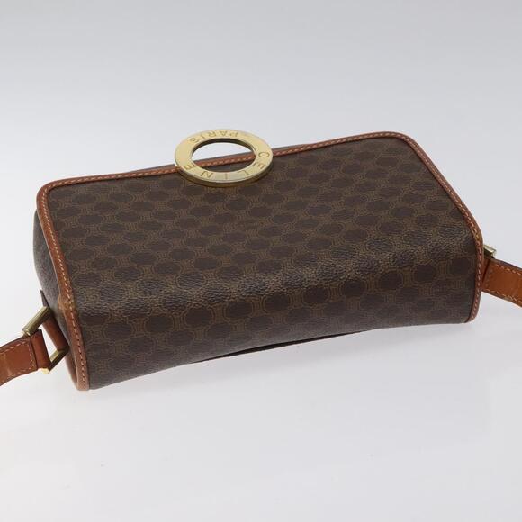 CELINE Macadam Canvas Circle Shoulder Bag Pvc Leather Brown Gold - Picture 6 of 12